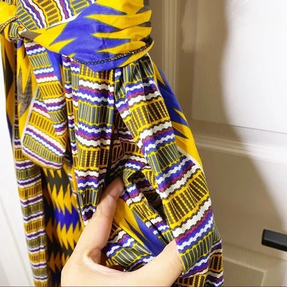 AFRICAN PRINT Off Shoulder Midi Dress Size Small - Picture 3 of 6